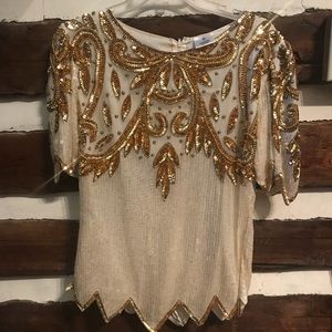 Vintage Embellished and Sequined Top / Blouse